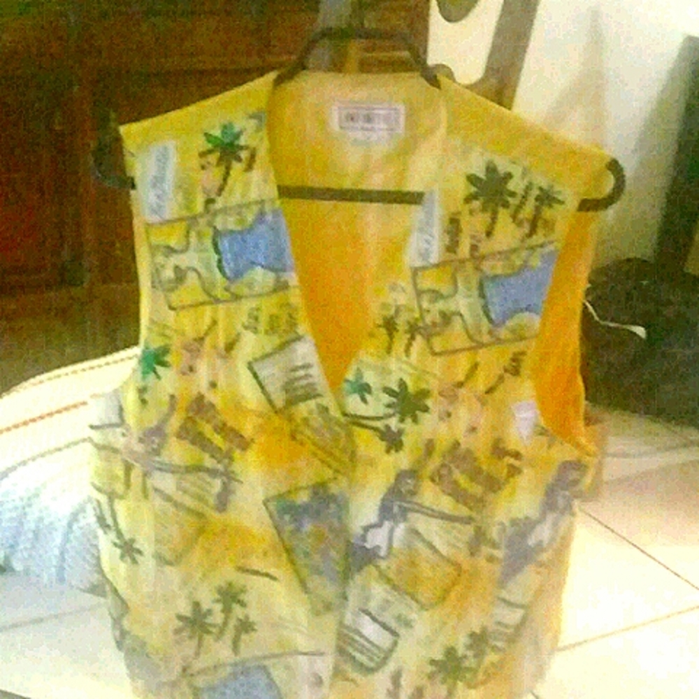 VINTAGE SILK VEST . MADE IN PARIS FREE SHIPPINH